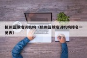 杭州篮球培训机构（杭州篮球培训机构排名一览表）